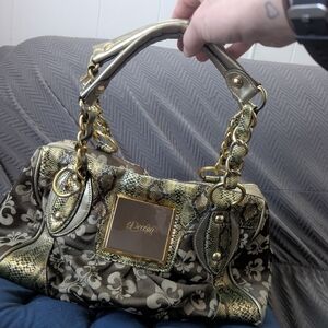 Perlina Gold and Tan Shoulder Bag